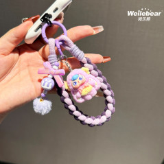 Lanière Téléphone Poignet bicolore Violet avec Porte-clés Poupée — ECO · Smarty Paris 18e